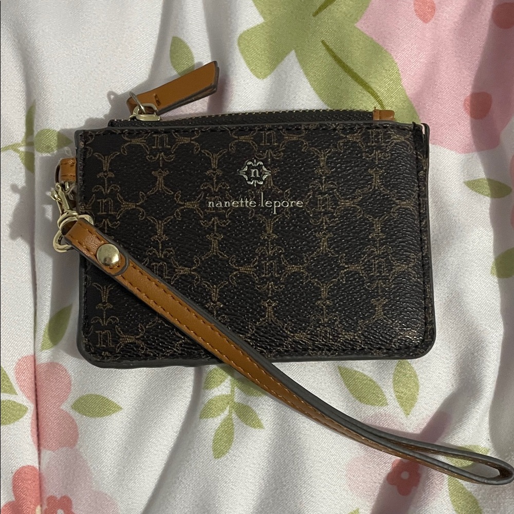 Nanette Lepore Black and Tan Wristlet